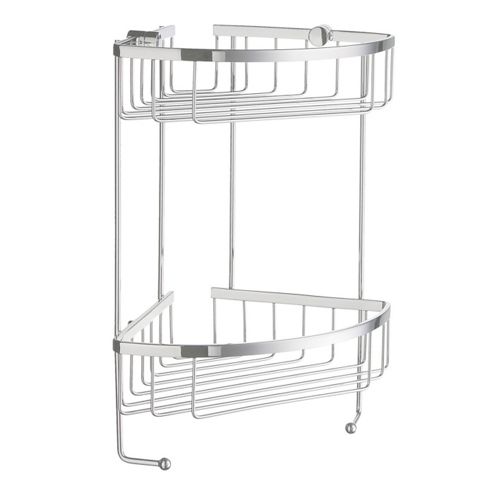 Image of Smedbo Sideline Double Corner Soap Basket - Polished Chrome