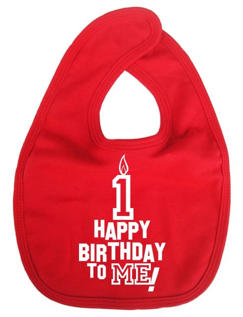 Image of Dirty Fingers Happy 1st Birthday To Me! Baby Bib Red