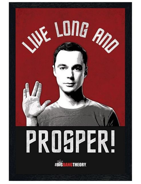 Image of The Big Bang Theory Black Wooden Framed Live Long And Prosper Tbbt Poster