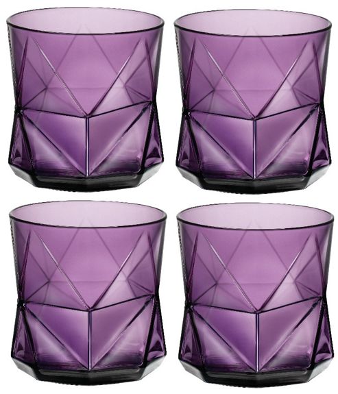 Image of Bormioli Rocco Cassiopea Tumblers Glasses - 330ml - 11.25oz - Amethyst Purple- Set Of 4