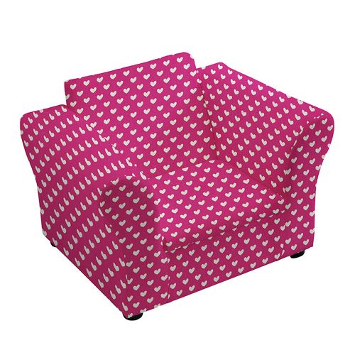 Image of Children's Pink Hearts Upholstered Armchair With Curved Arms