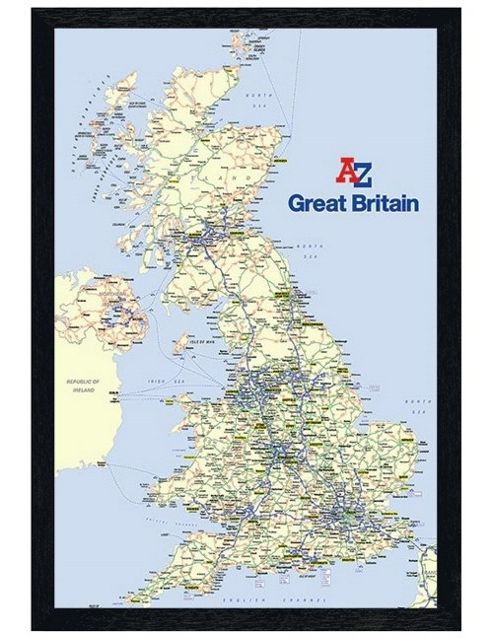 Image of Black Wooden Framed The A-z Of Great Britain Poster
