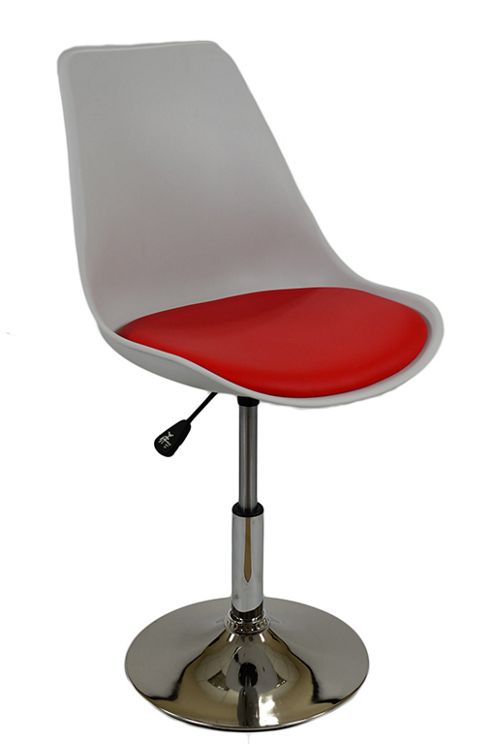 Image of Tulip Dining White Seat Red Cushion