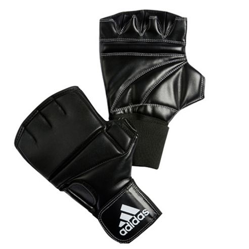 Image of Adidas Leather Gel Boxing Bag Gloves - Black