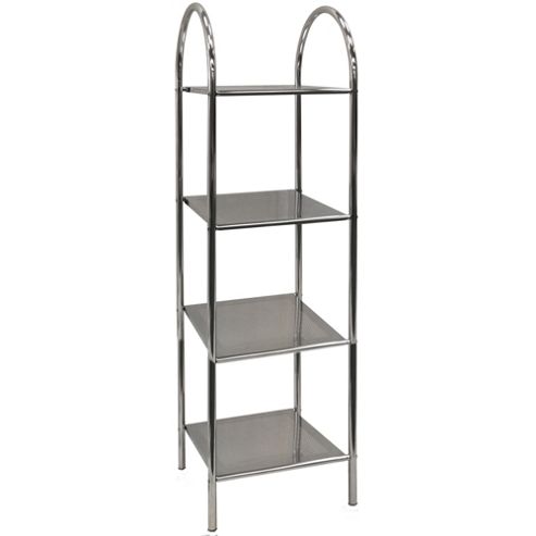Image of Athena - 4 Tier Metal Bathroom Storage Shelves - Silver