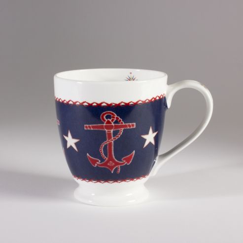 Image of Ecp Design Ltd Seaside 13.5cm Bone China Anchor J.constatine Mug - Blue