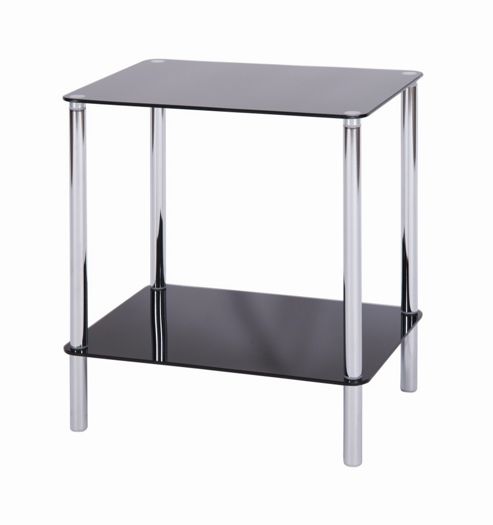 Image of Levv Sierra 2 Tier Square Shelving Unit - Black Glass