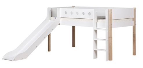 Image of Flexa Flexa White Midsleeper With Slide - Natural Lacquer - White/birch