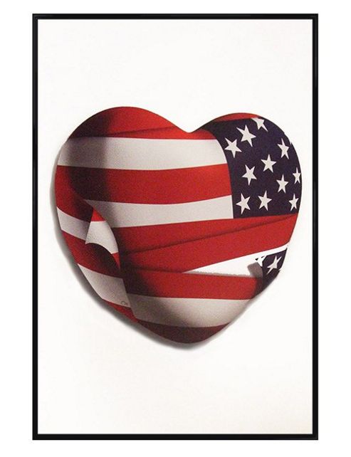 Image of Stars And Stripes Gloss Black Framed Patriotic Heart Poster