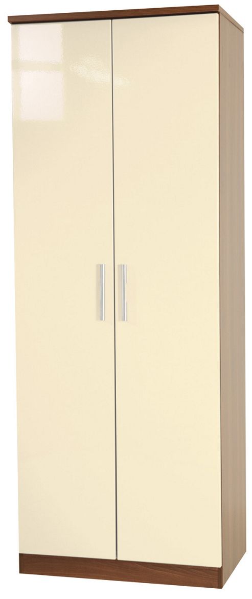 Image of Welcome Furniture Knightsbridge Tall Plain Wardrobe - Cream - Oak - 197cm H
