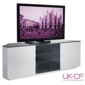 UK-CF White Corner TV Stand with Black Glass for up to 60 inch