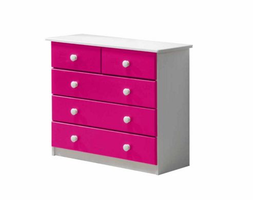Image of Verona Drawer Chest 3 + 2 Colour White And Fuchsia