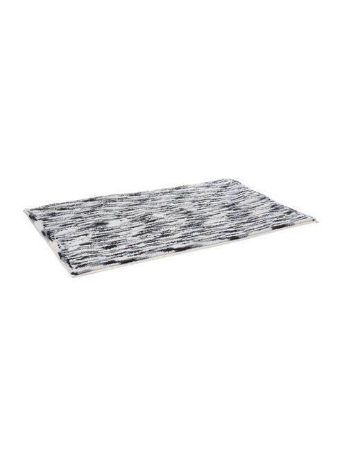 Image of Linea Monochrome Thin Stripe Bathmat In Black & White