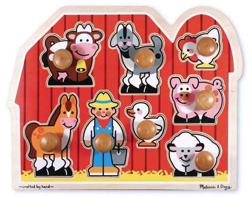 Image of Melissa & Doug Farm Friends Large Peg Puzzle
