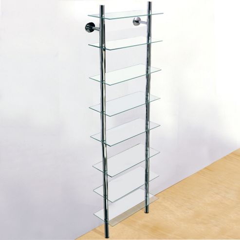 Image of Wall Mounted Glass Bathroom Storage Shelf - Clear