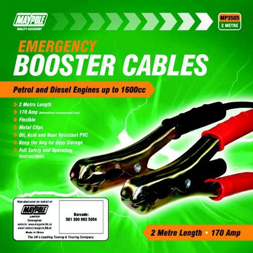 Image of 170a Booster Cable Set Suitable For Engines Up To 1600cc