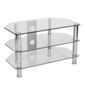 LEVV Universal Clear Glass and Chrome TV Stand For up to 37 inch TVs