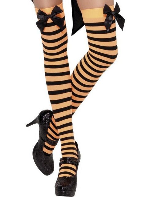 Image of Striped Black & Orange Stockings