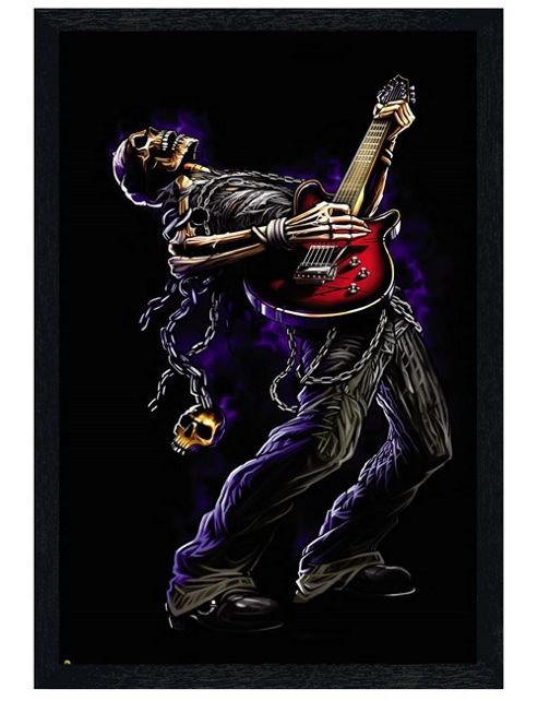 Image of Black Wooden Framed Bang Your Skull Poster