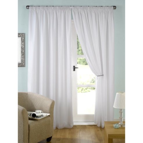 Image of Kliving Evie Lined Pencil Pleat Voile Curtains 45x54 White