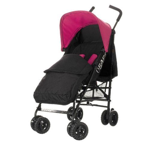 Image of Obaby Atlas Black & Grey Stroller With Black Footmuff - Pink