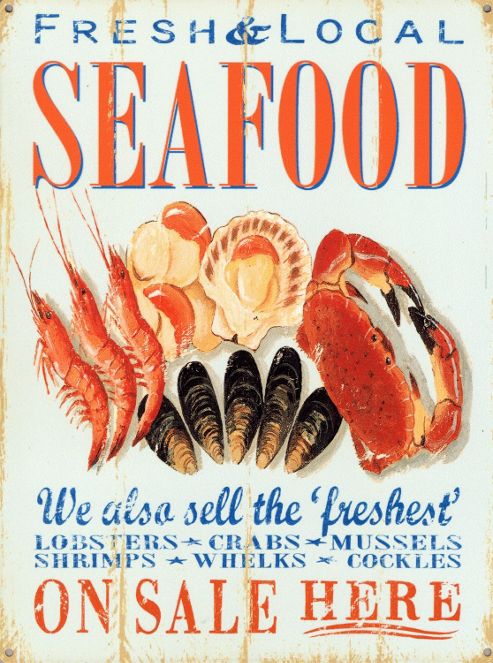Image of Fresh & Local Seafood Tin Sign