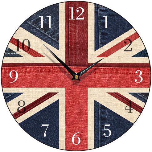 Image of Smith & Taylor Union Jack Denim Round Wall Clock