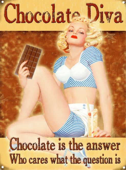 Image of Chocolate Diva Chocolate Is The Answer Tin Sign