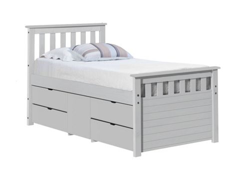 Image of Captains Ferrara Storage Bed 3ft White And White