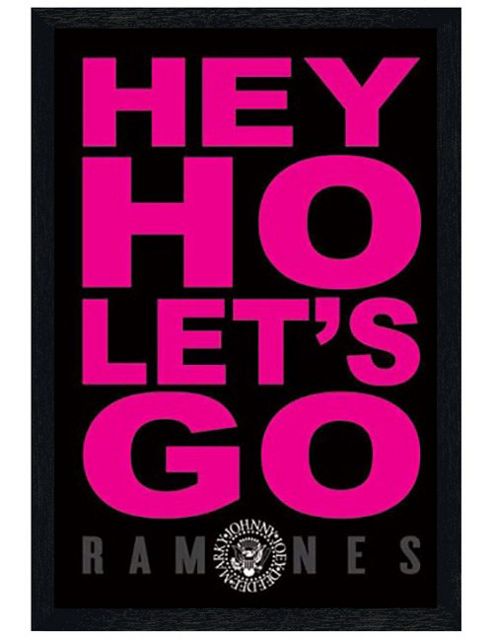 Image of Ramones Black Wooden Framed Hey Ho Let's Go! Poster
