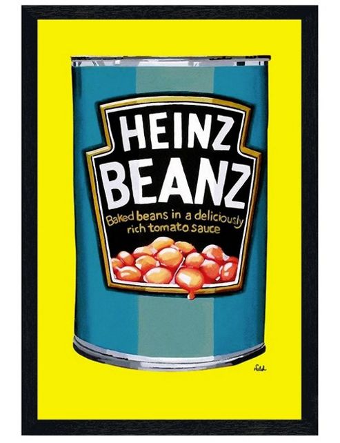 Image of Heinz Baked Beans Black Wooden Framed Beanz Meanz Heinz Poster