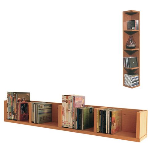 Image of Techstyle Cd / Dvd / Video Multimedia Wall Storage Shelf - Beech