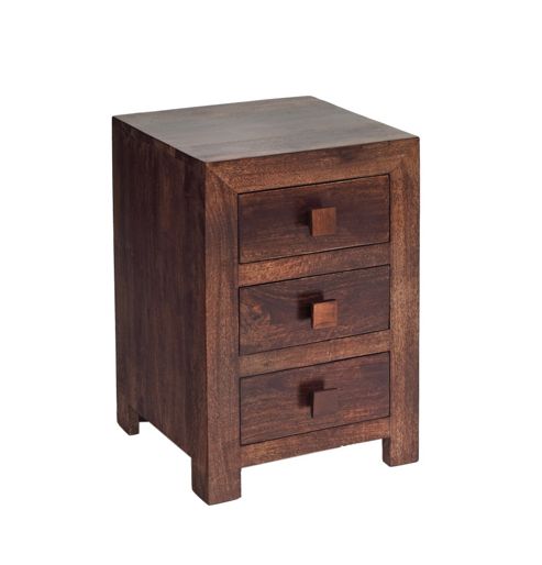 Image of Indian Hub Mango Toko 3 Drawer Bedside Table