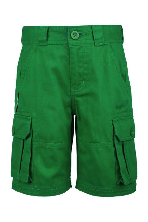 Image of Cargo Kids Multi Pockets 100% Twill Cotton Sporty Outdoor Shorts - Green