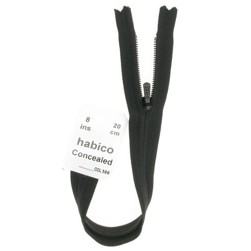 Image of Concealed Zip - 20cm - Black