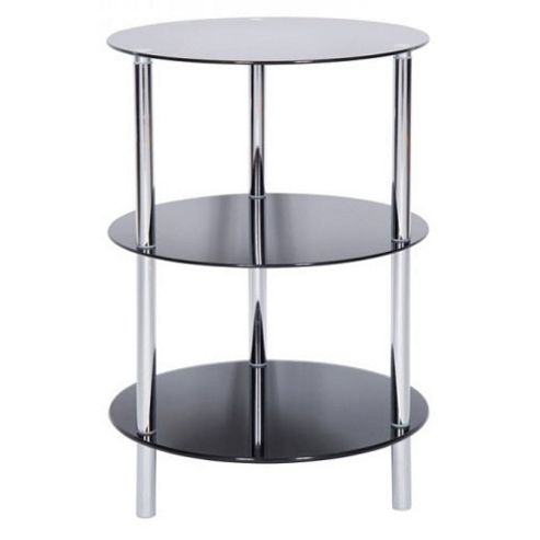 Image of Levv Sierra 3 Tier Black Glass Lamp Table