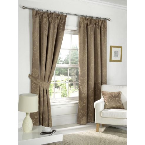 Image of Dreams N Drapes Fairmont Coffee 66x72 Blackout Pencil Pleat Curtains