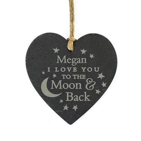 Image of Personalised Love You To The Moon And Back... Slate Valentine Heart