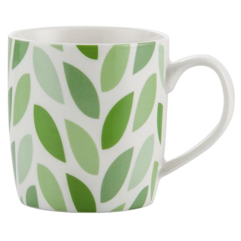 Image of Tesco Single Porcelain Leaf Mug, Green
