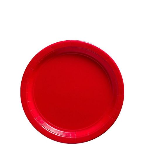 Image of Apple Red Dessert Plates - 17cm Paper Party Plates, Pack Of 20