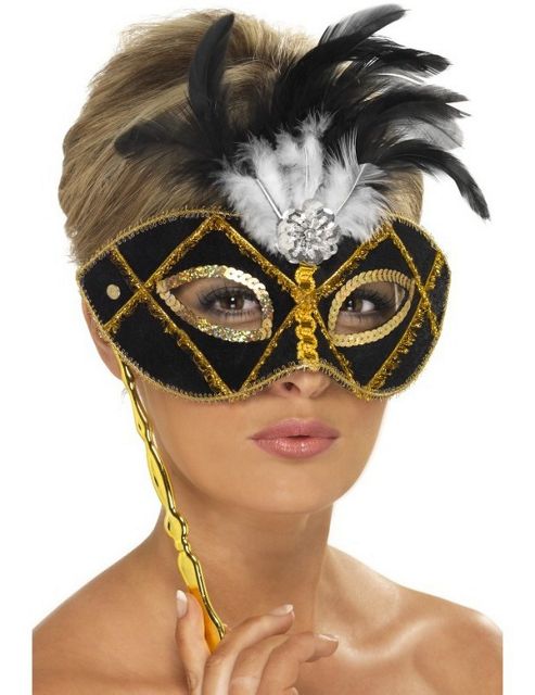 Image of Black And Gold Eyemask On Stick