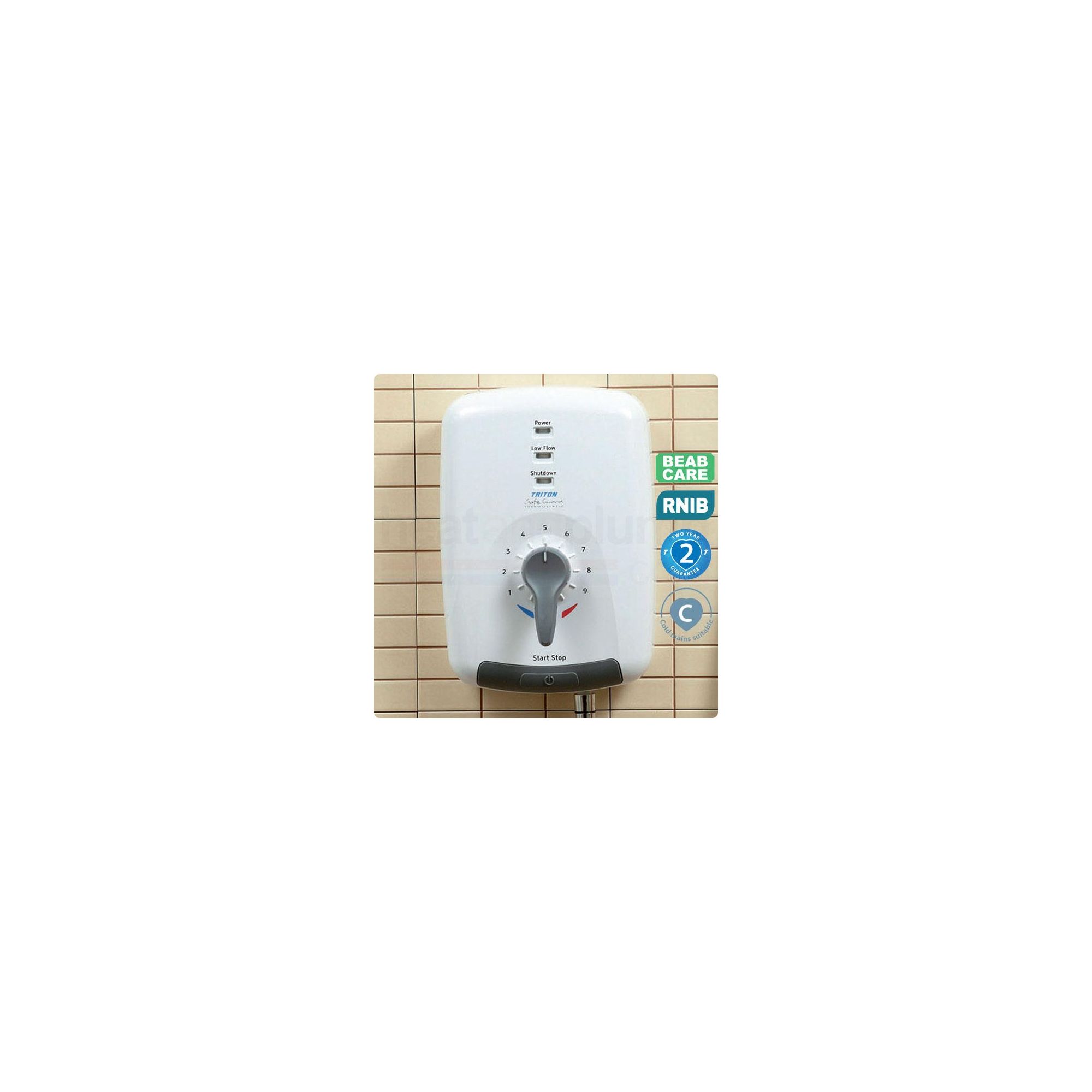 Pumped Triton Safeguard T100 Care 8.5kW and Archimedes 4F Pump Fixed Speed with 90mm Diameter Chrome Waste at Tesco Direct