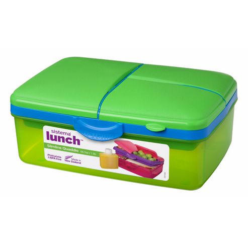 Image of Sistema Green Quaddie Lunch Box, 1.5 Ltr