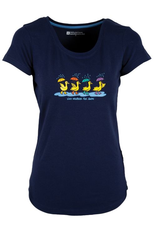 Image of Nice Weather For Ducks Women's Cotton Tee-shirt - Navy