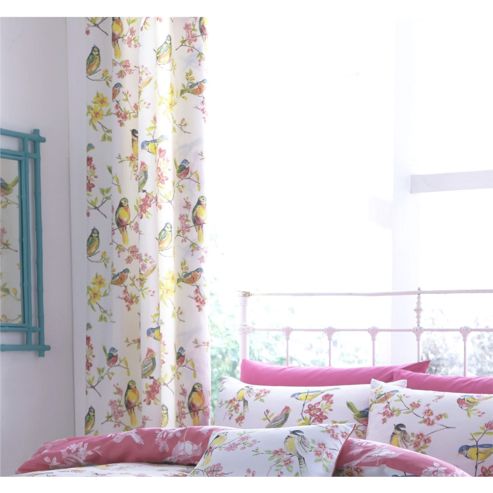 Image of Catherine Lansfield Birds Boutique Lined Eyelet 66x72 Inches Cotton Rich Curtains