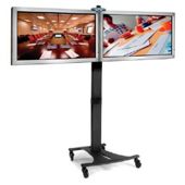 Twin-Screen Plasma Floor Stand - 40 inch Poles with Castors