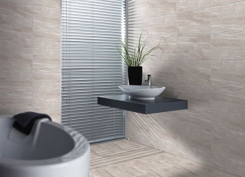 Image of Hd Travertine Grey Gloss Ceramic Floor Tile 331x331mm Box Of 9 (0.99 M-- / Box)