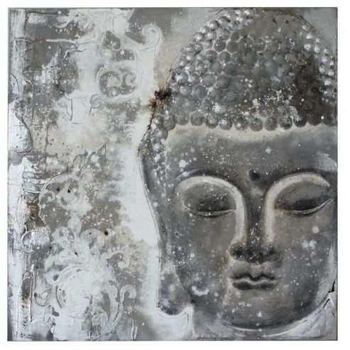 Image of Urbane Designs Buddha Canvas Art - Silver