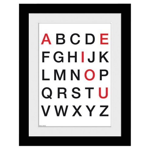 Image of Alphabet Vowels Framed Print, 30x40cm