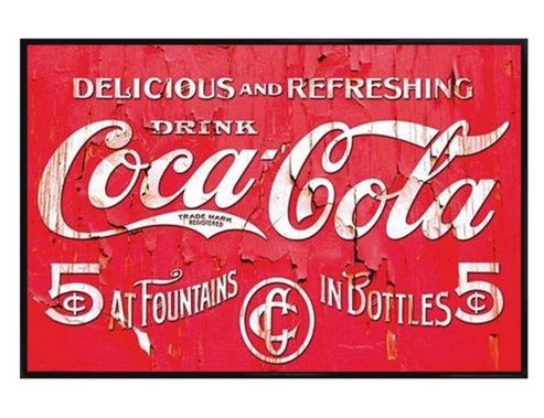 Image of Coca-cola Gloss Black Framed Delicious & Refreshing Poster